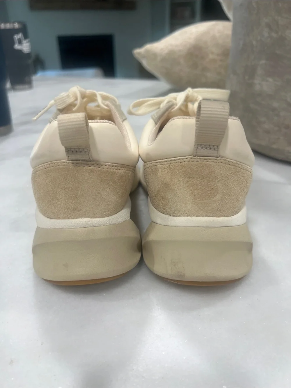 Tory Burch Neutral Beige and Cream Good Luck Trainer Sneakers